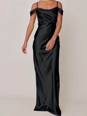 Revelry Sienna Dress Black Satin Size 6